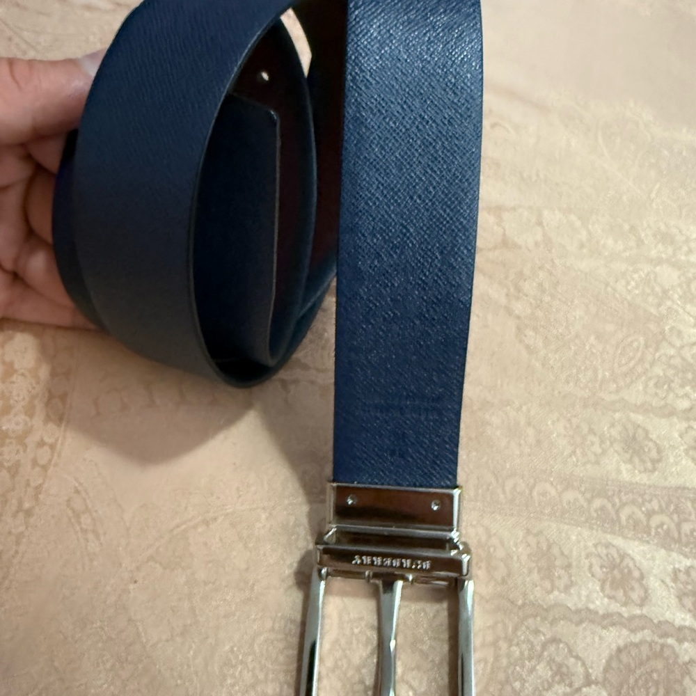Burberry Blue and Brown Leather Shoulder Bag with Silver Hardware - Picture 7 of 13